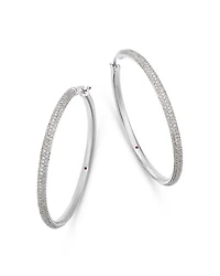 18K White Gold Diamond Hoop Earrings, 3.4 tcw