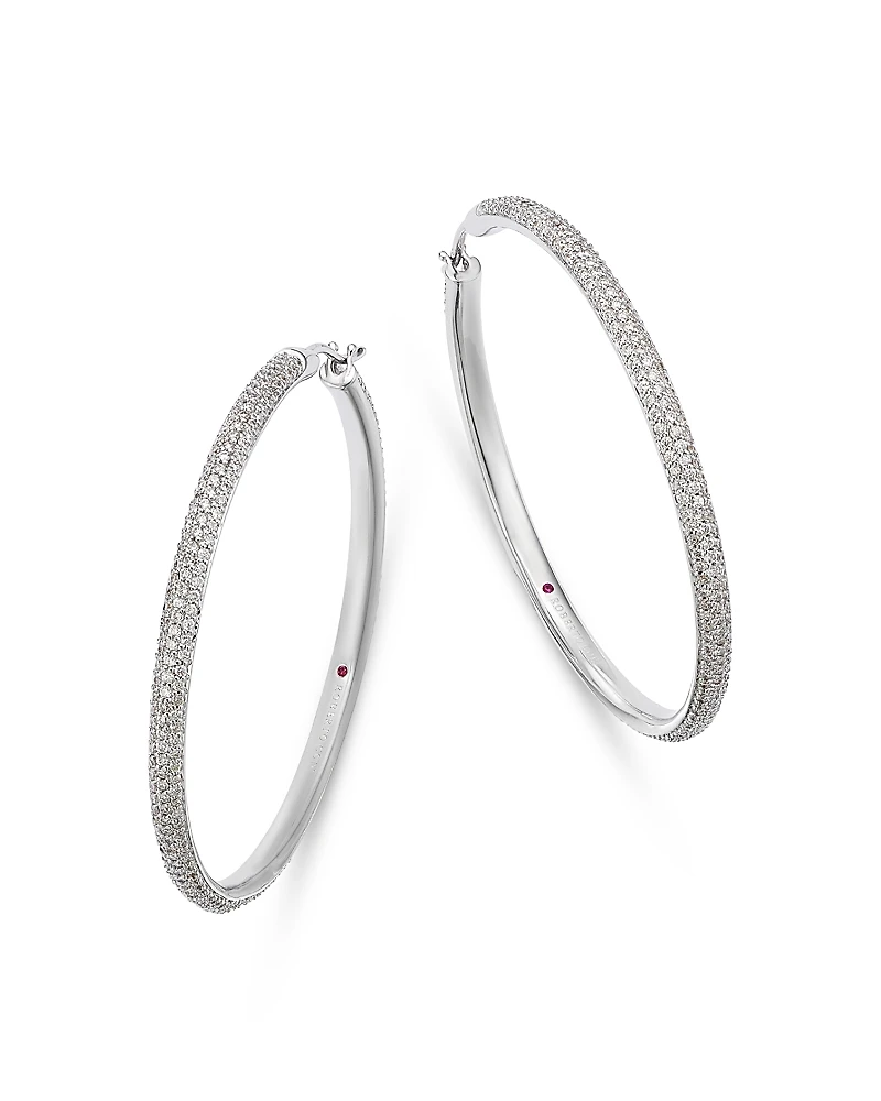 Roberto Coin 18K White Gold Diamond Hoop Earrings, 3.4 tcw