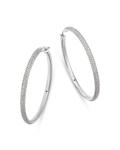Roberto Coin 18K White Gold Diamond Hoop Earrings, 3.4 tcw