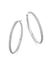 Roberto Coin 18K White Gold Diamond Hoop Earrings, 3.4 tcw