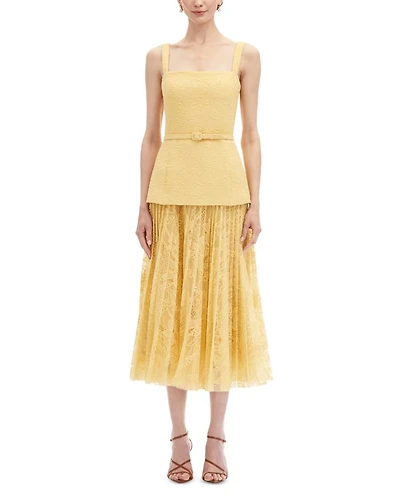 Sleeveless Square Neck Mixed Media Dress