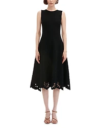 Oscar del la Renta Sleeveless Eyelet Jacquard Midi Dress