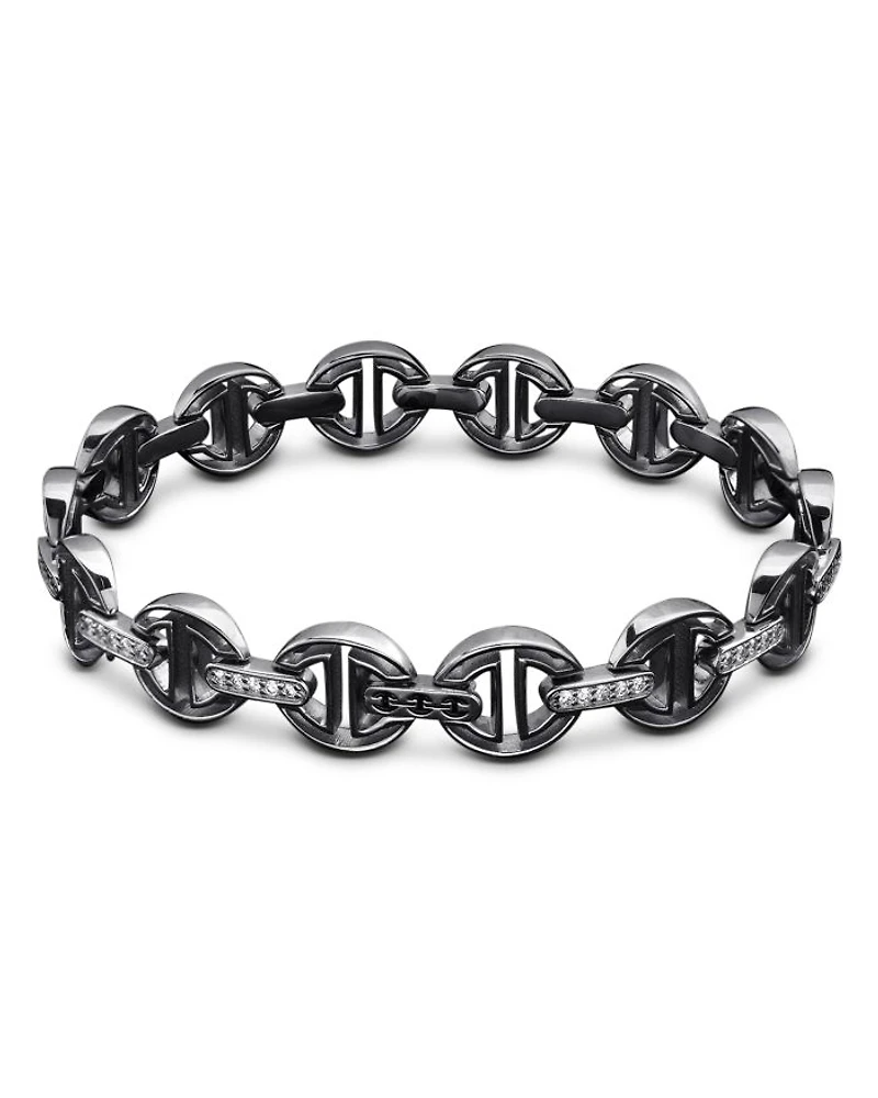 18K White Gold Diamond Bridge Link Bracelet