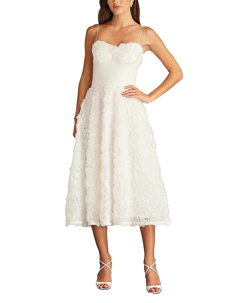 Tadashi Shoji Greer Rosette Applique Midi Dress