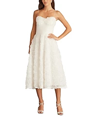 Tadashi Shoji Greer Rosette Applique Midi Dress