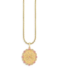 Wicked x Sydney Evan 14K Yellow Gold Glinda Wand Diamond & Pink Sapphire Coin Pendant Necklace, 18"