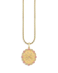 Sydney Evan Wicked x Sydney Evan 14K Yellow Gold Glinda Wand Diamond & Pink Sapphire Coin Pendant Necklace, 18