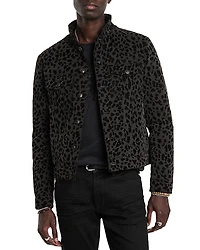 John Varvatos Tobi Animal Print Regular Fit Down Trucker Jacket