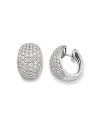 14K White Gold Diamond Pavé Oval Hoop Earrings, 3.85 tcw