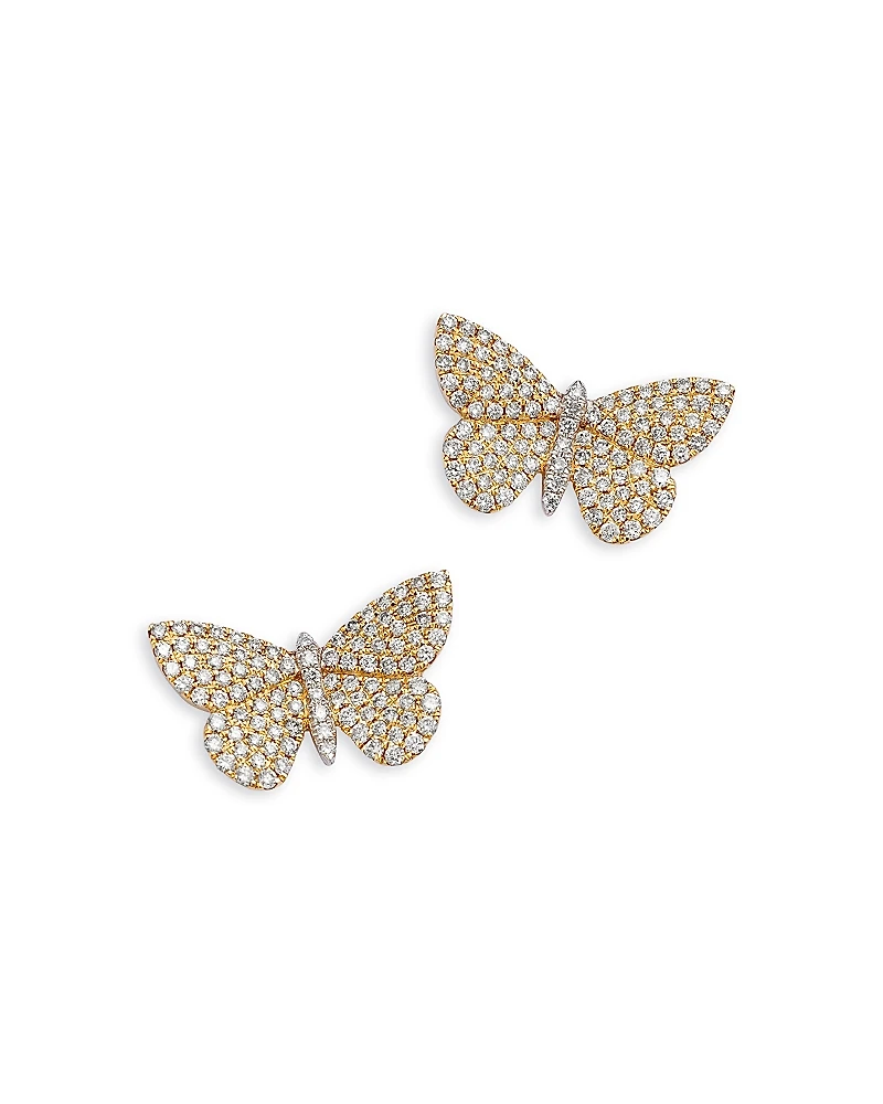 Bloomingdale's Fine Collection 14K Yellow Gold Diamond Butterfly Stud Earrings, 0.75 tcw