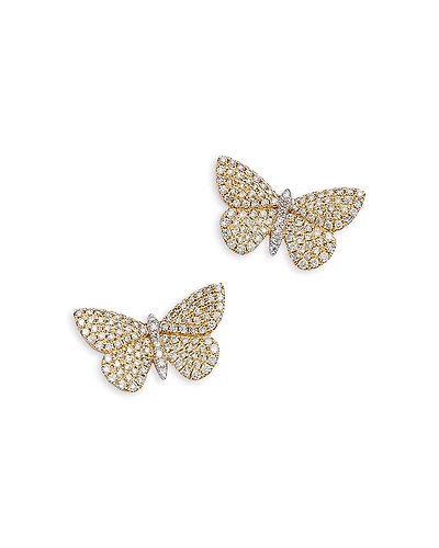 Bloomingdale's Fine Collection 14K Yellow Gold Diamond Butterfly Stud Earrings, 0.75 tcw