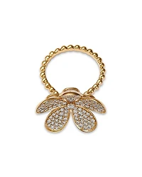 14K Yellow Gold Diamond Flower Ring, 1.25 tcw