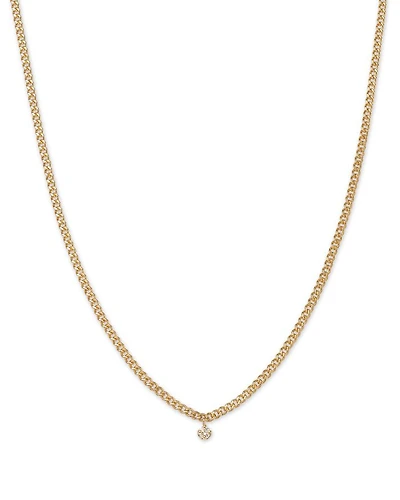 14K Yellow Gold Prong Diamond Pendant Necklace, 14-16"