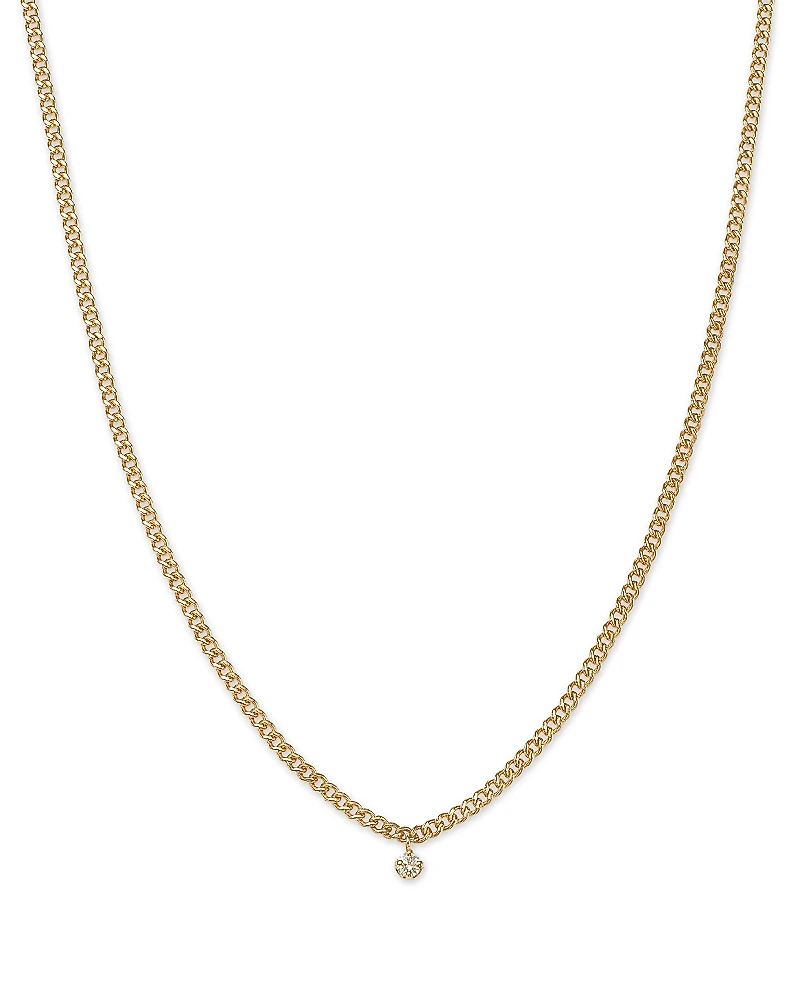 Zoe Chicco 14K Yellow Gold Prong Diamond Pendant Necklace, 14-16