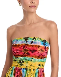 Printed Strapless Midi Dress - Exclusive