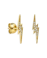 Sydney Evan 14K Yellow Gold Diamond Lightning Bolt Stud Earrings