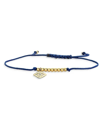 Sydney Evan 14K Yellow Gold Evil Eye Diamond Blue Corded Bracelet