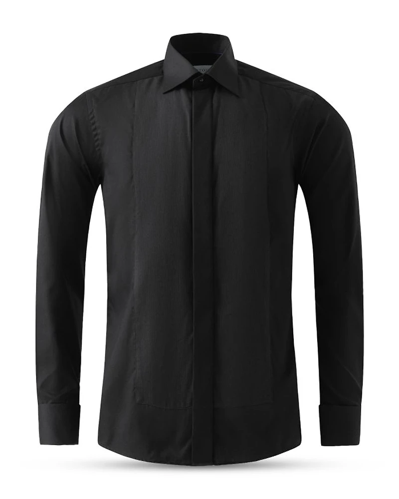 Slim Fit Plissé Bib Formal Shirt