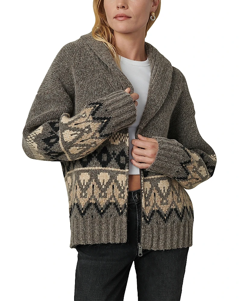 Joe's Jeans The Inga V Neck Fair Isle Cardigan Sweater