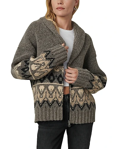 Joe's Jeans The Inga V Neck Fair Isle Cardigan Sweater