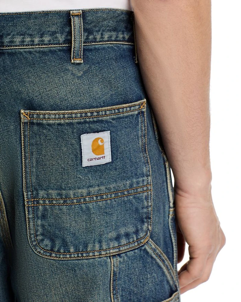 Double Knee Relaxed Straight Fit Jeans Blue
