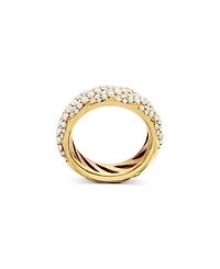 Sculpted Cable Band Ring 18K Yellow Gold with Pavé Diamonds