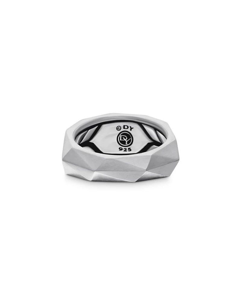Men's Sterling Silver Faceted Black Diamond Pavé Ring