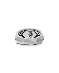 Men's Sterling Silver Faceted Black Diamond Pavé Ring