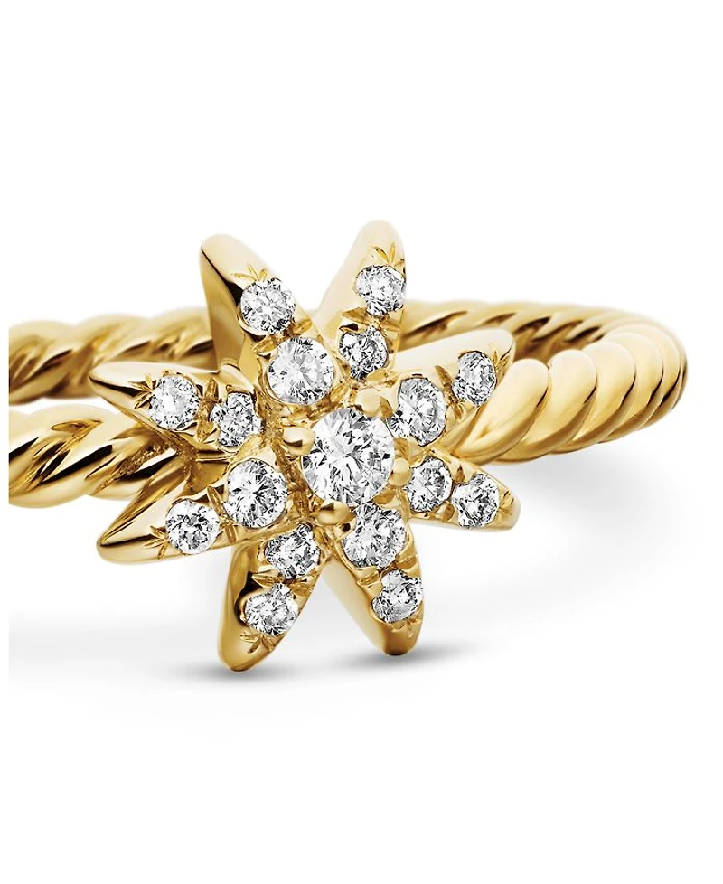 Petite Starburst Station Ring 18K Yellow Gold with Diamonds