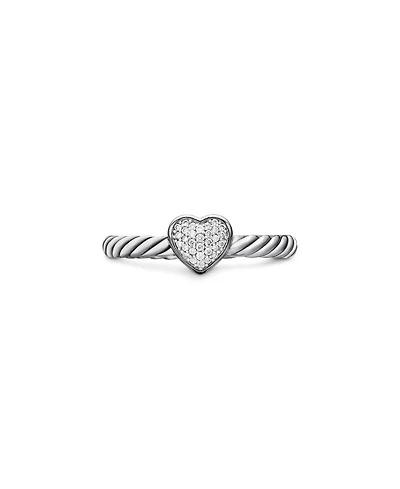 Petite Pavé Heart Ring with Diamonds