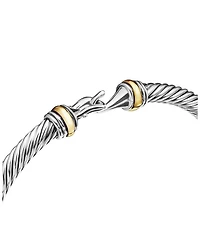 Buckle Classic Cable Bracelet Sterling Silver with 18K Yellow Gold, 4mm