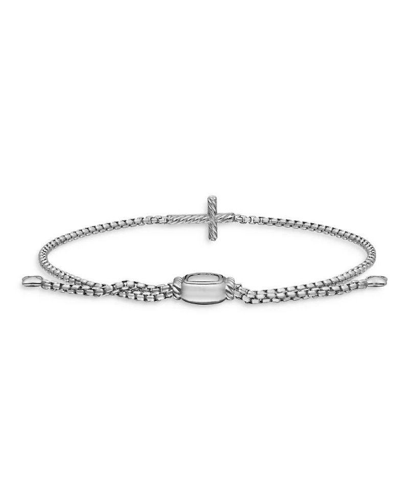 Petite Pavé Cross Chain Bracelet in Sterling Silver with Diamonds, 1.7mm