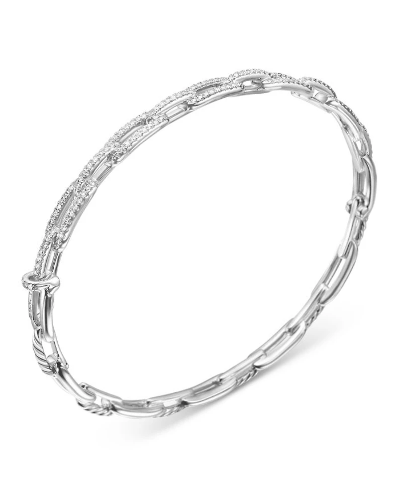 Stax Chain Link Bracelet with Diamonds in 18K White Gold