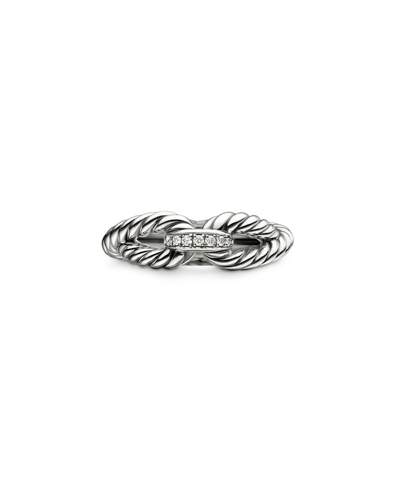 Cable Loop Ring with Diamonds