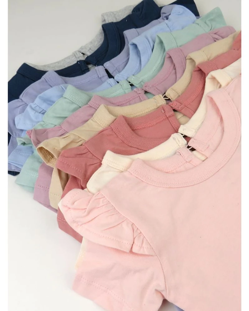 Girls' Short Sleeve Ruffle Tees, Pack of 10 - Baby