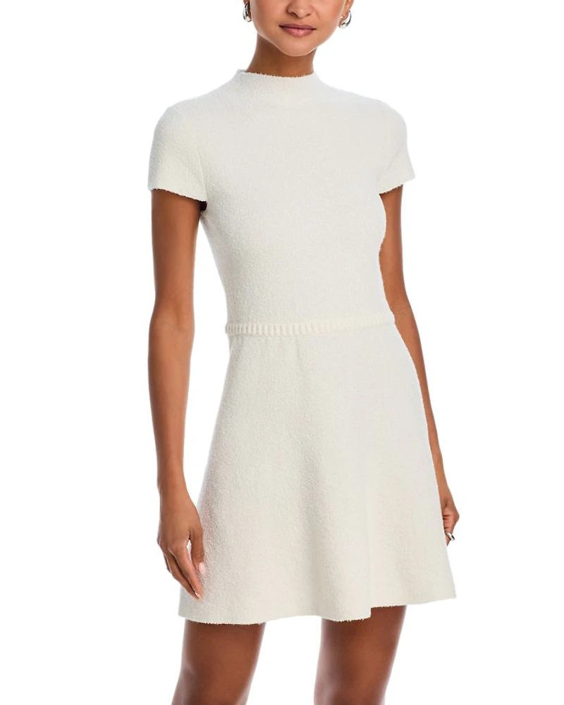 Bouclé Mock Neck Mini Dress
