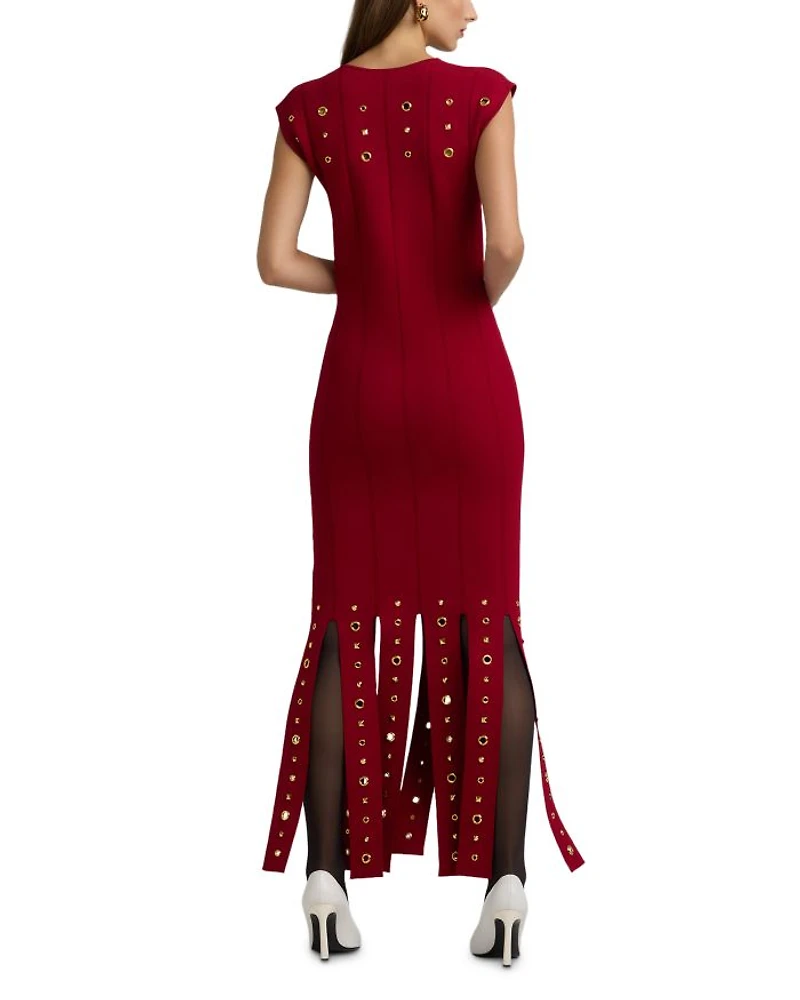 Embellished Eyelet Sleeveless Dress