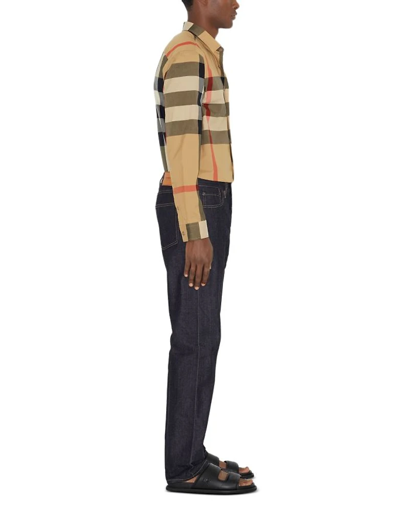 Summerton Cotton Poplin Check Slim Fit Button Down Shirt