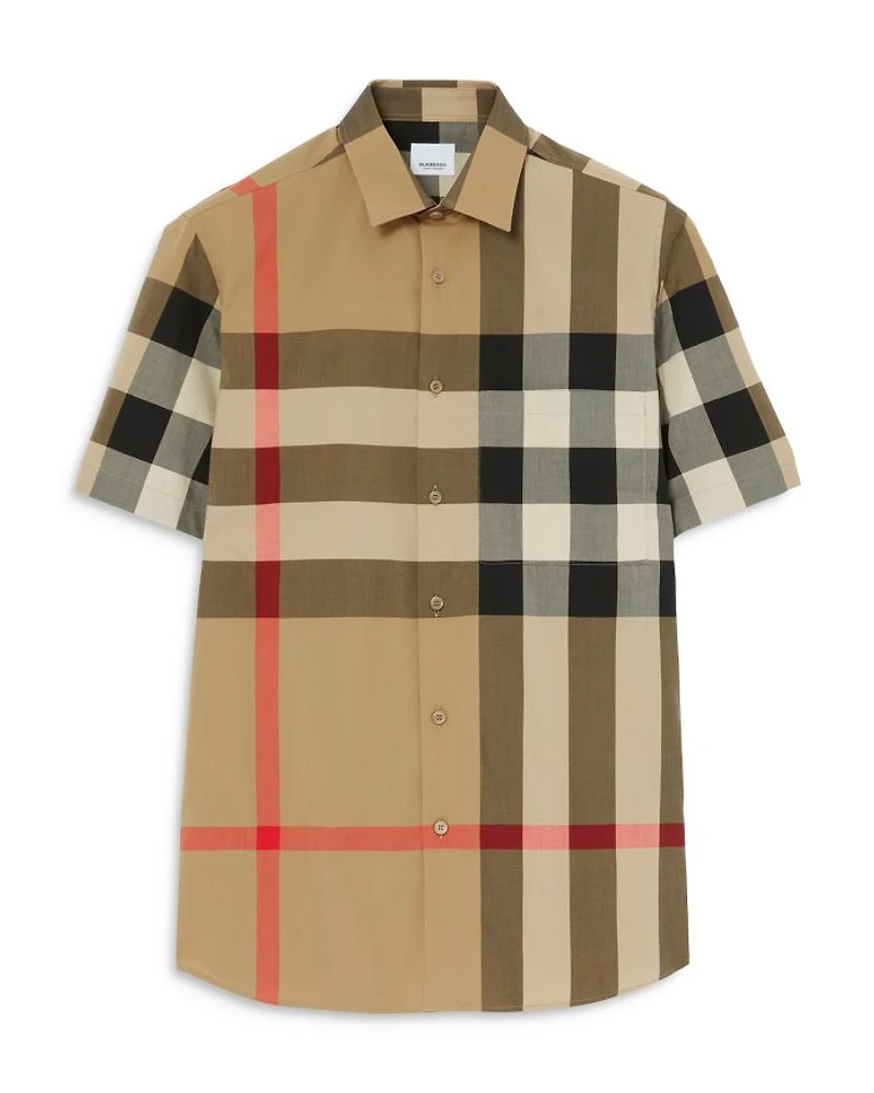 Summerton Cotton Poplin Check Slim Fit Button Down Shirt