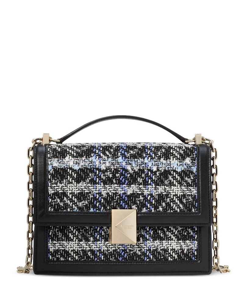 Deco Plaid Tweed Chain Shoulder Bag