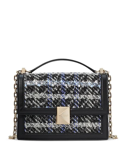 Deco Plaid Tweed Chain Shoulder Bag