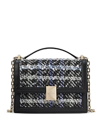 Deco Plaid Tweed Chain Shoulder Bag