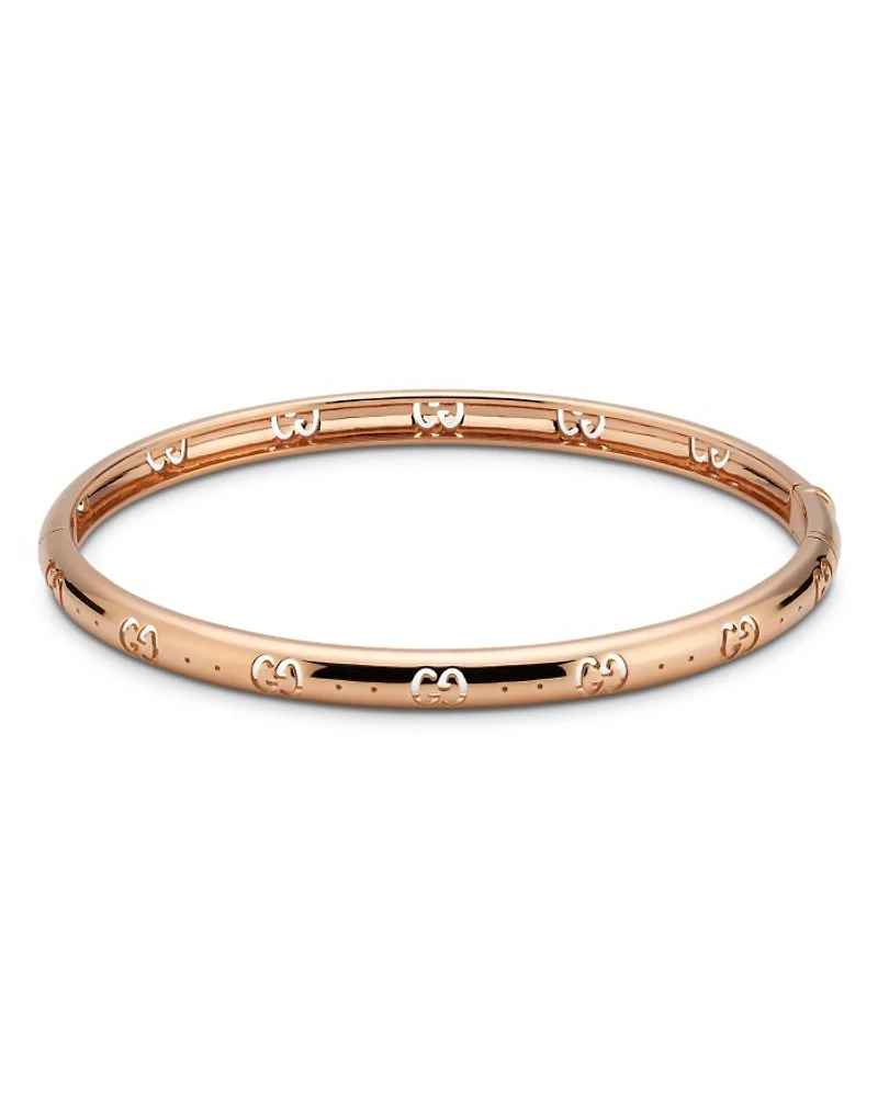 18K Rose Gold Icon Logo Double G Cut Out Bangle Bracelet