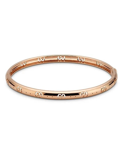 18K Rose Gold Icon Logo Double G Cut Out Bangle Bracelet
