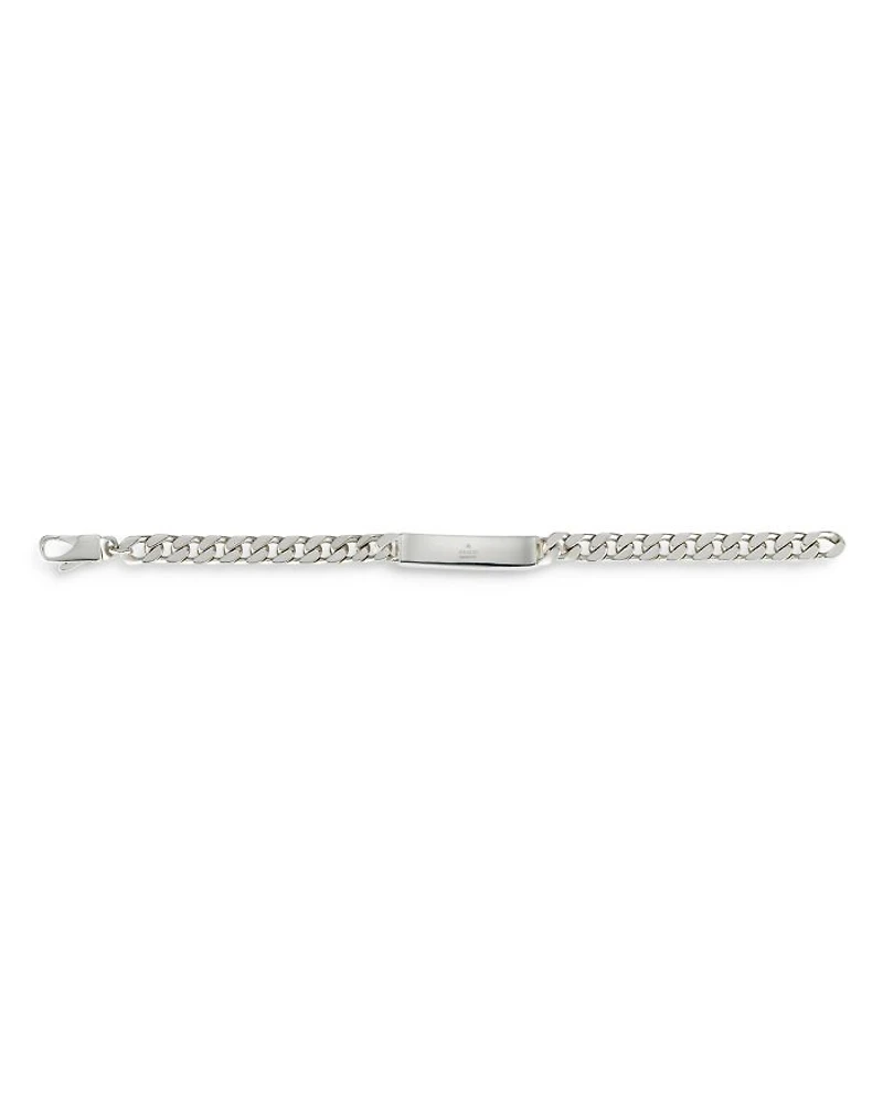 Sterling Silver Gucci Signature Logo ID Plate Link Bracelet
