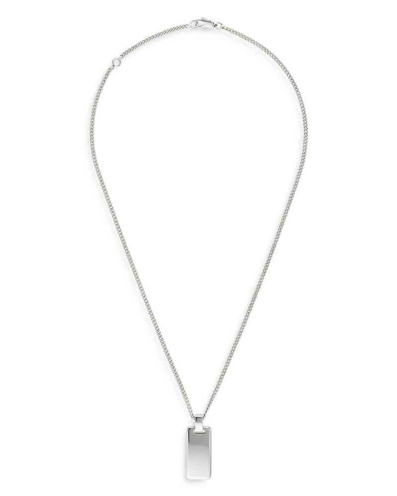Sterling Silver Gucci Signature Logo Dog Tag Pendant Necklace, 19.5-21.6"