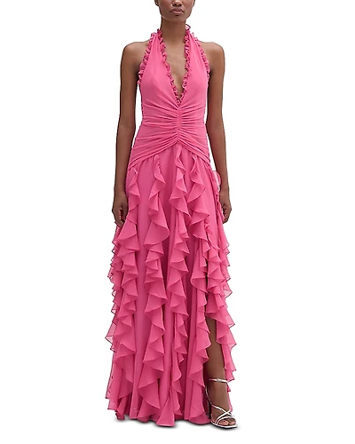 PatBO Ruffled Plunge Gown