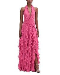 PatBO Ruffled Plunge Gown