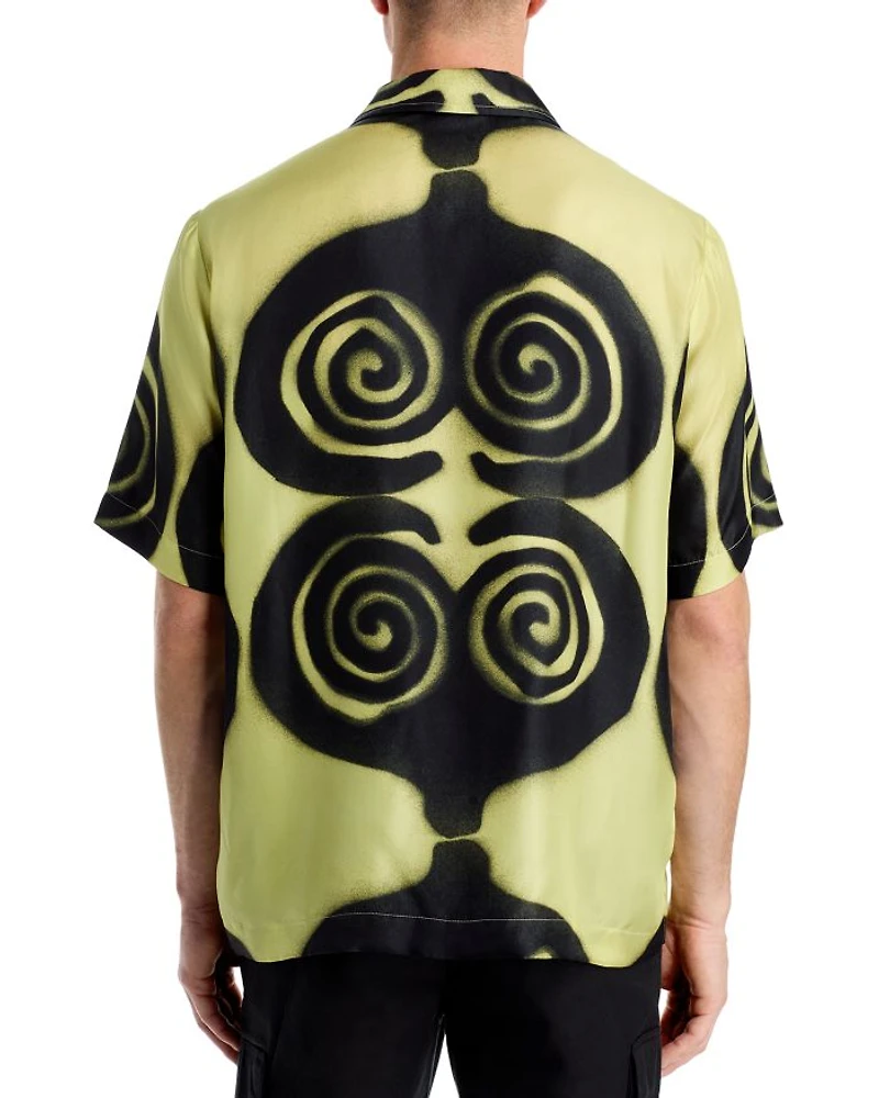 Bodil Silk Printed Button Down Camp Shirt