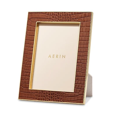 Aerin Classic Croc Leather Frame, Chestnut, 8 x 10